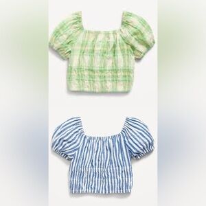 Old Navy Gap Smocked Crop Top Shirt Puff Short Sleeves Girls XL 14/16